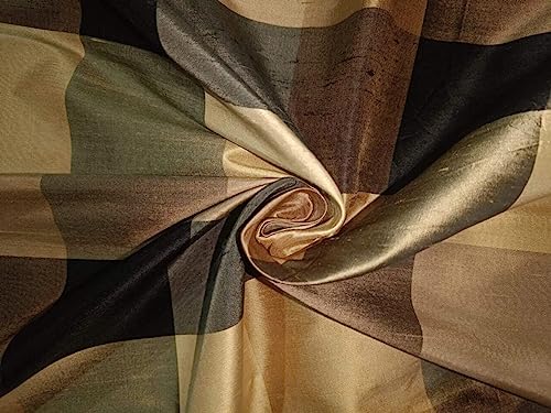 Tissu Dupioni en soie au mètre noir doré 137 cm rideaux et mode