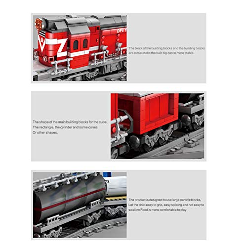BGOOD Technik Zug mit Schienen, 1002 Klemmbausteine Ferngesteuerter City Zug Güterzug mit Motor, Wagen, Gleise und… – Bild 8