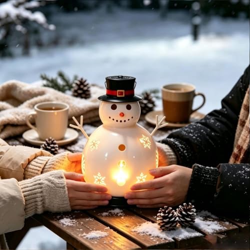 Cute Snowman Metal Candle Warmer Winter Warm Hand Stove with Candlelight - image 7