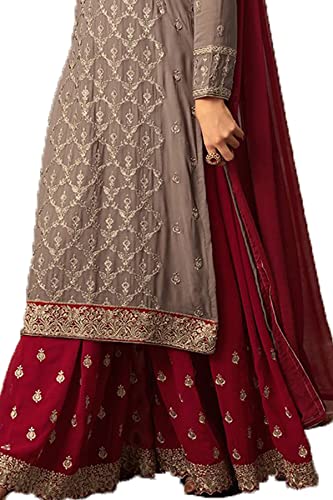 Image of SHAFNUFAB Women's Maxi A-Line Dress (wedding dress and salwar suit SF20148 Red Free Size)