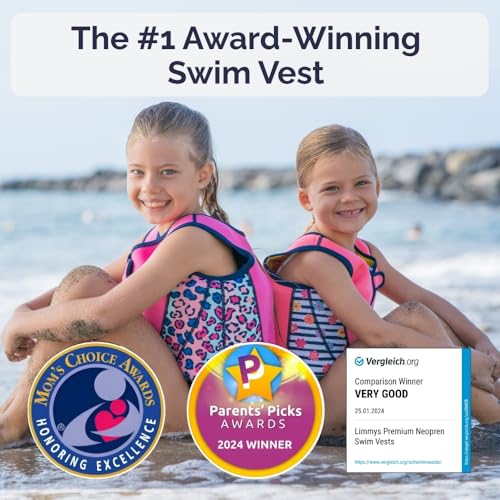 Limmys Premium Kids Swim Vest - Toddler Swim Jacket and Buoyancy Swimming Aid - Modern Design Swimming Vest for Boys, Girls and Babies - with Drawstring Bag - Thumbnail 2