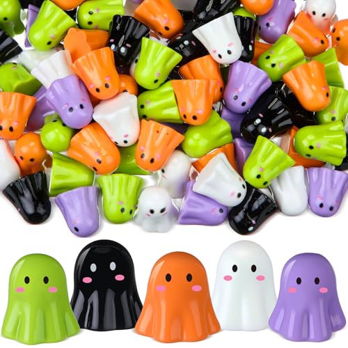Weysat 100pcs Mini Ghost Resin Figures Halloween Miniature Figurines Artificial