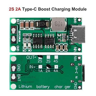 2PCS Type-C USB 2S 2A Boost Converter 8.4V 12.6V 16.8V Step-Up Power Module LiPo Polymer Lithium Battery Charging Protection Board