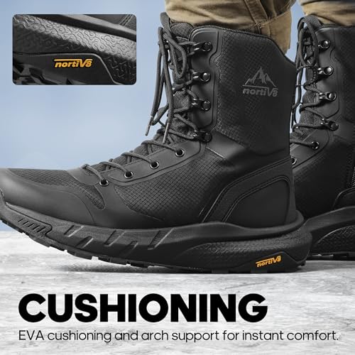 Image of NORTIV 8 Men's Military Tactical Boot Lightweight Comfortable Boots for Work All Day Side Zipper Motorcycle Combat Hiking Boots Metrostrike(8-9 Inches)