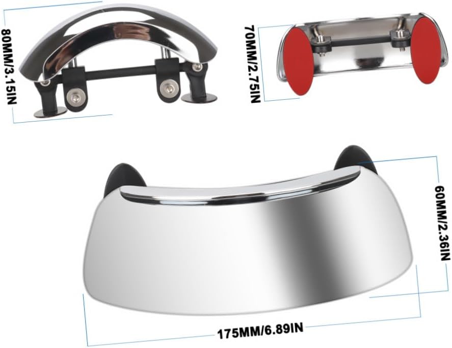 1pc Wide Angle Rearview Mirror Full View Chrome Fit for Scooters Motorcycles Windscreen Mirror