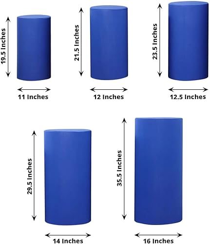 Vista 287 de Efavormart - Juego de 5 fundas de soporte para caja de exhibición cilíndrica de elastano, color negro, fundas elásticas para pilar de pedestal, 160