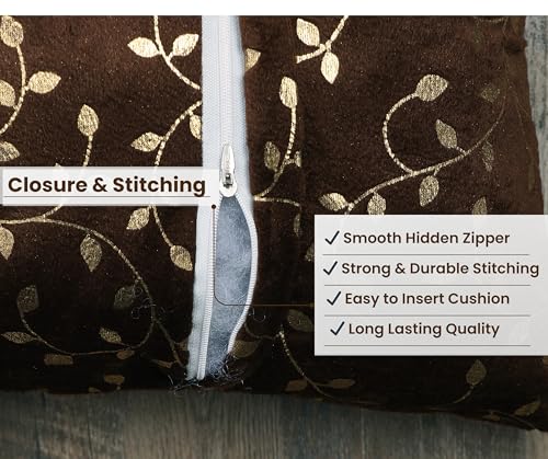 Image of RD TREND Velvet Rectangular 12x18 Inches Cushion Covers Set of 2 | Throw Pillow Covers for Sofa, Bed & Living Room | Perfect for Home Decor Chocolate Brown