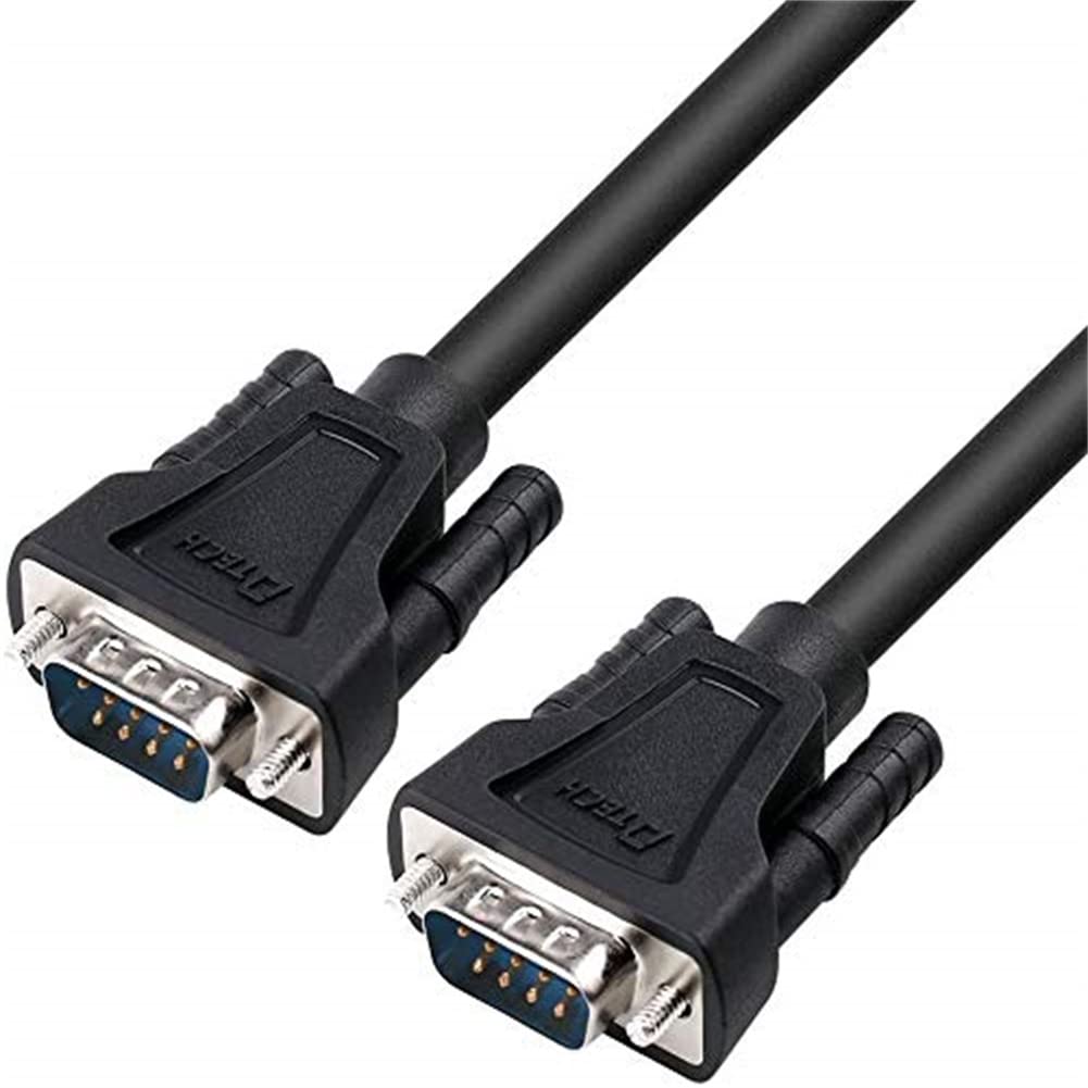 DTECH Cable serial DB9 de 0,5 m conector COM macho a macho RS232 recto mediante cable de datos de 9 pines