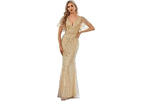 Elegant Gold Sequined Mother of the Bride Dress: Elegance Personified
