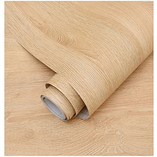 Película de Vinilo autoadhesiva, Acero Inoxidable Cepillado, Color Plateado metálico para refrigerador, Muebles, lavavajillas, 40 cm x 3 m (‎Yellow Oak Wood)