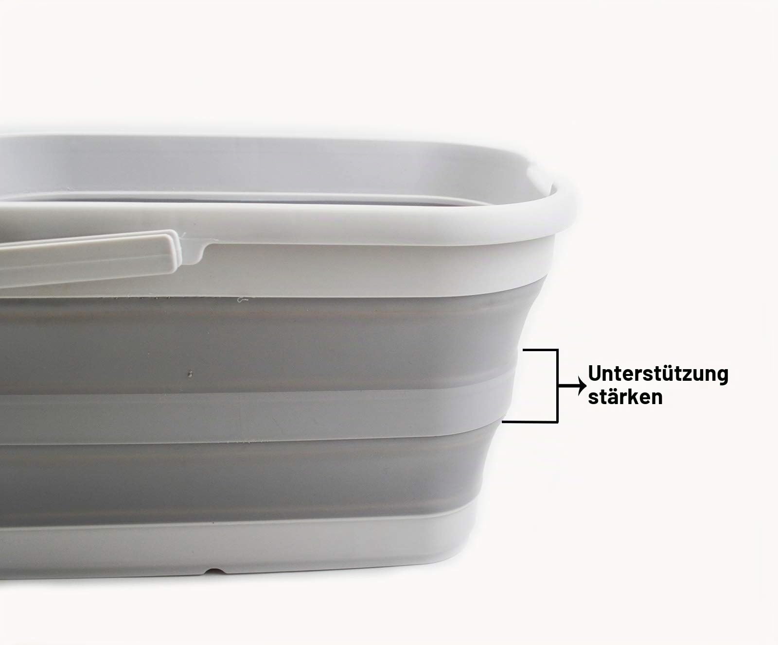 SAMMART 12L Faltbarer rechteckiger handlicher Eimer (Grau (2er-Set))
