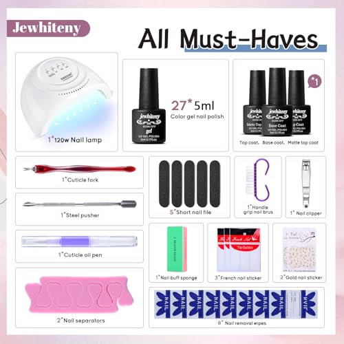 Jewhiteny G27+3 27 Colors Gel Nail Polish Kit With U V Light, 120W U V Led Nail Dryer Lamp Curing Gel Nail Polish Set Popular Gel Nail Polish Set Diy At Home thumb #2