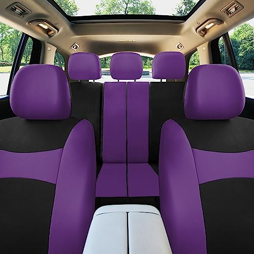FH Group Car Seat Covers Full Set Cloth - Universal Fit, Automotive Seat Covers, Low Back Front Seat Covers, Airbag Compatible, Split Bench Rear Seat, Car Seat Cover for SUV, Sedan, Van Purple - Image 4