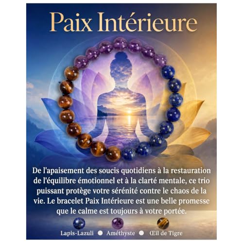Bivei Bracelet Paix Intérieure Pierre Naturelle Pour Femme et Homme