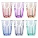 UNISHOP Set de 6 Vasos de Colores Pastel, Vasos de Cristal Multicolor Altos de 365ml, Aptos para Lavavajillas