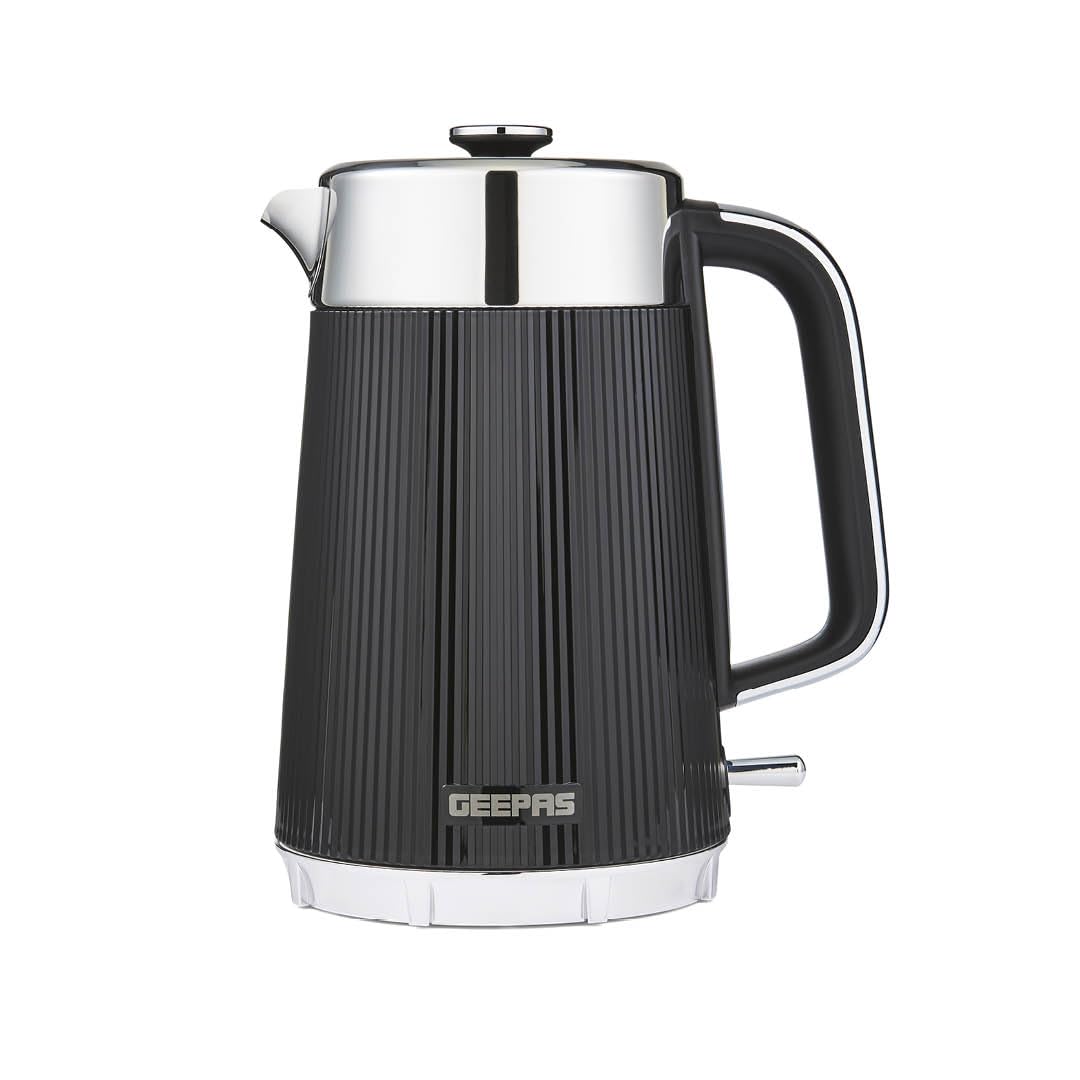 GEEPAS Arcus 1.7L Electric Kettle | Rapid Boil Cordless Jug Kettle for Hot Water Tea Coffee | Auto Shut-Off 360° Swivel Base Boil Dry Protection Easy Pour | 3000W Black