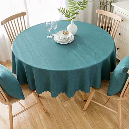 Image of Jeloris Round Waterproof Tablecloth Spill-Proof and Stain Resistant Table Cloth Wrinkle Free Washable Decorative Fabric Table Cover for Kitchen, Dining, Parties, Buffet, Wedding(55 inch, Teal)