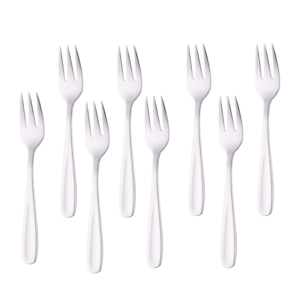 Cocktail Forks, 18/10 Stainless Steel 3-tine Appetizers Desert Mini Salad Fruit Fork Sets of 8, 5.5 Inch — Amazon image 7