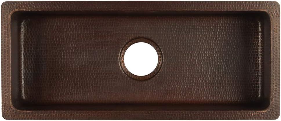 Premier Copper Products BREC28DB 28-Inch Rectangle Hammered Copper Bar/Prep Sink with 3.5-Inch Drain Opening
