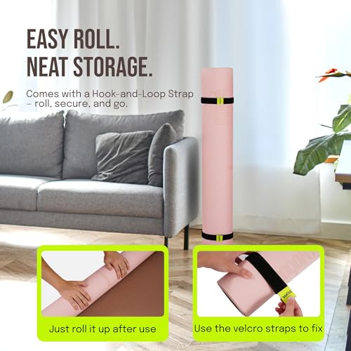 Gogokiwi Large Yoga Mat (6'x4') Extra Wide Workout Mat for Home, Non Slip Fitness & Exercise Mat for Home Gym, Yoga, Pilates, Stretching, and Floor (Rose Latte, Extra Cushion (1/2 inch Thick)) by gogoKIWI - Used condition - Image 5