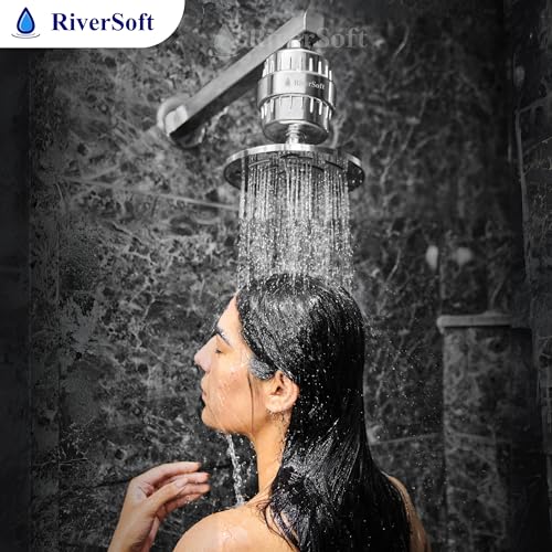 Image of RIVERSOFT SF-15 PRO (pack of 2) shower and tap filter for hard water with 15 stage | Water Softener for Bathroom | Hard Water Filter (Pack of 2, Chrome)