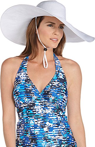 Coolibar UPF 50+ Women's Shelby Shapeable Poolside Hat - Sun Protective (One Size- White)