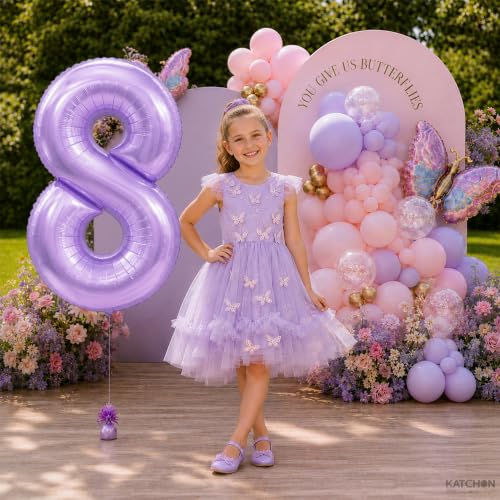 Image of KatchOn Light Purple Number 8 Balloons, 40 Inch Lilac Mylar Foil 8 Balloon