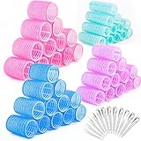 60 PCS Hair Rollers Sets with Duckbill Clips -Cludoo Hair Rollers Include 4 Size (Large, Medium, Small)4 Colors Rollers Hair, Curlers Hair Design for DIY or Hair Salon for Long Medium Short Hair