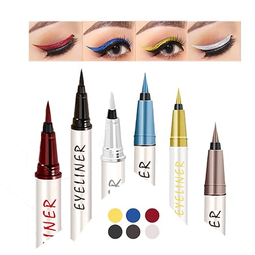 MIESCHER Juego de delineador líquido mate de 6 colores, juego de delineadores líquidos coloridos, impermeable, a prueba de manchas, kit de