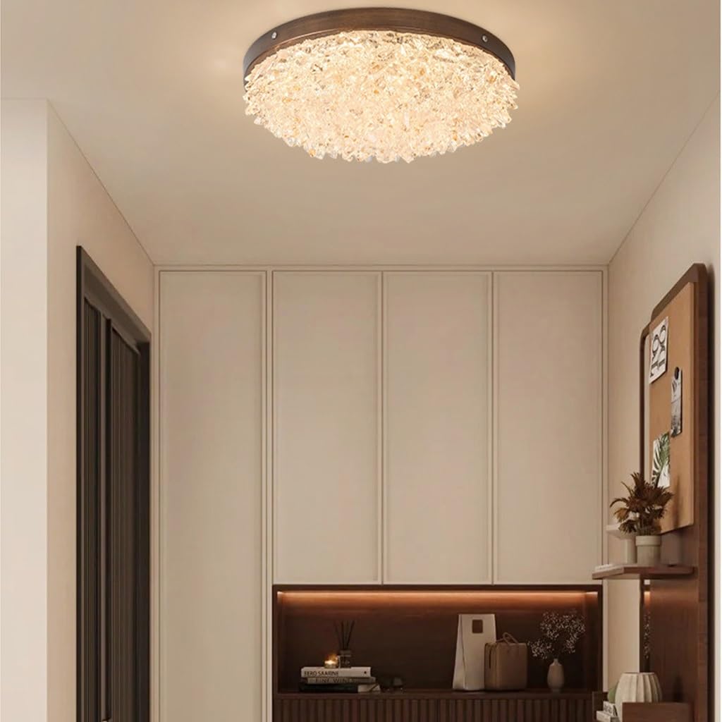 Beiltuga Contemporary Ceiling Light Circular Modern LED Ceiling Lighting with Remote Control Dimmable Rhinestone Resin lampshade 18W 3000K-6000K for Living Room Bedroom entryway Dining Room