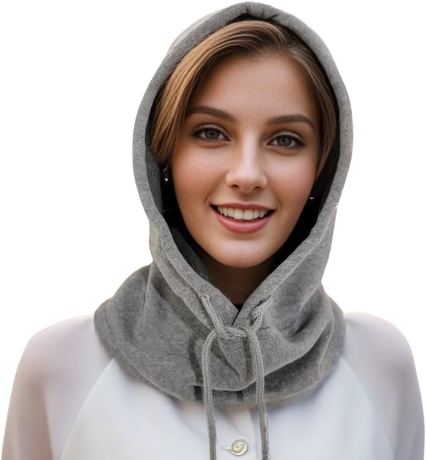 Unisex Sporty Snood Hat with drawstring Hood Scarf Neck Warmer Winter Balaclava Hood image 5
