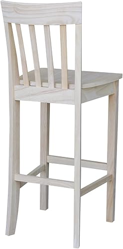 Miniatura 7 de International Concepts Taburete trasero con listones, 30 pulgadas SH, sin terminar