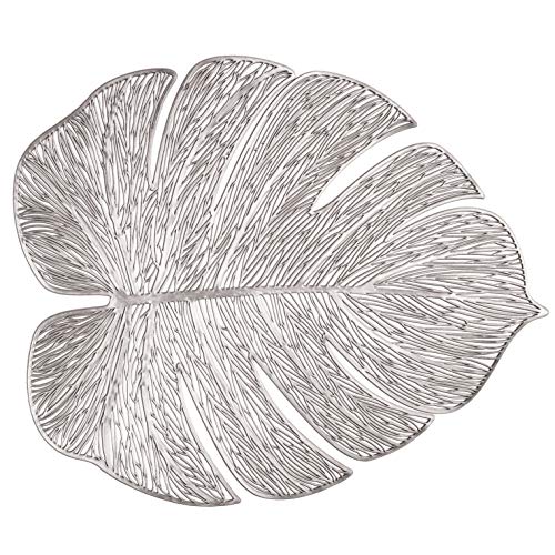" OCCASIONS" 10 Pieces Pack Pressed Vinyl Metallic Placemats/Wedding Accent Centerpiece Placemat (Garden Silver)