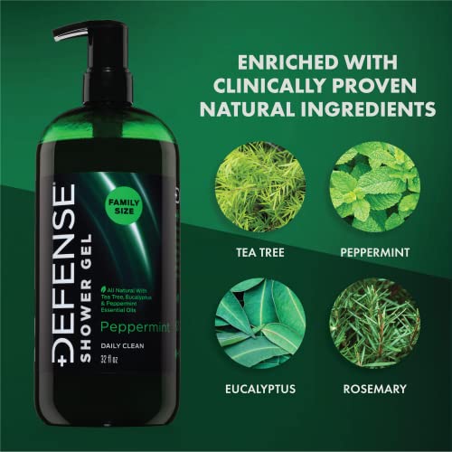 Defense Soap Peppermint Shower Gel | 100% Natural Organic Moisturizing Mint Tea Tree Body Wash, 32 Oz #TOP3
