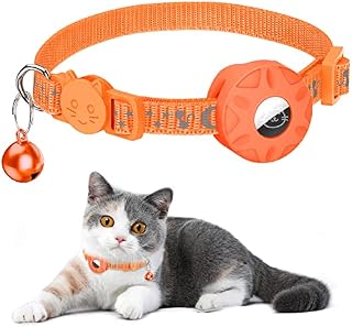 Simket Airtag Cat Collar, Refective Collar for Cat with Safety Buckle and Waterproof Air Tag Holder in 3/8" Width, Cat Airtag Collar, Cat Collar Compatible with Apple Airtag for Kitten Puppy