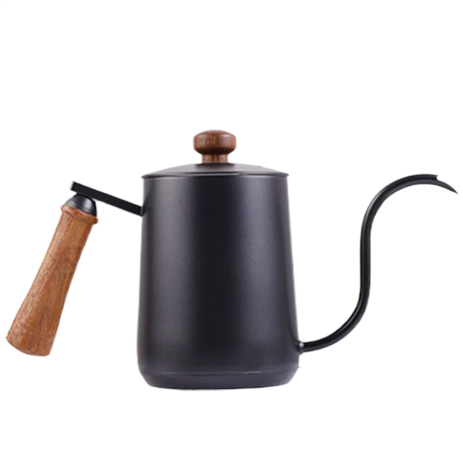 Über den Wasserkocher gießen - Manuelle Zubereitung mit beheiztem Schwanenhals-Ausgießer | Edelstahl Camping-Kaffeekanne, 600 ml Kaffeekanne für Domes