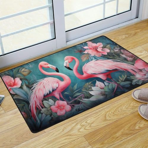 UMIRIKO Pink Flamingo Flower Kitchen Rug Mats Anti Fatigue Non Slip Mats Kitchen Mats for Floor Kitchen Decor 36x24 Inch 202a4666