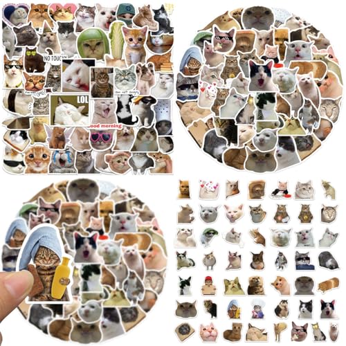 SULIUDAJI Autocolantes de Gatos e Cães - 100 Peças Vinil Memes Divertidos - Objetos com Gatos Autocolantes