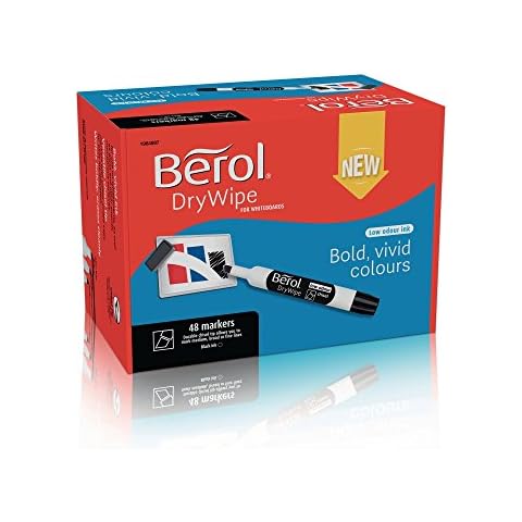 BEROL BEROL DRY WIPE MARKER CHISEL BLACK CLASSPACK X48 Cover