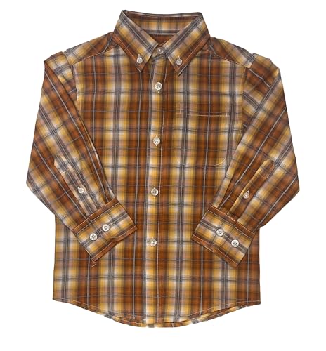 Image of Gioberti Boys Long Sleeve Button Down Plaid Checked Shirt