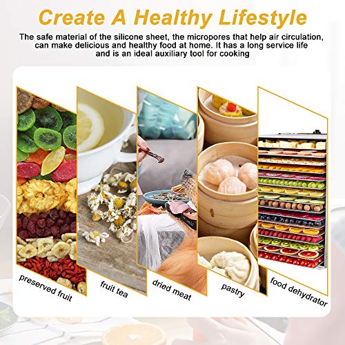 EMAEGREN 5 Stück Antihaft Silikon-Folie Rechteckige Lebensmittel-Trockner-Matten Wiederverwendbar Teflon-Dehydrator-Blätter Mehrzweck-Kochen, Backen für Lebensmittel, Obsttrockner (40 x 40 cm) – Bild 8