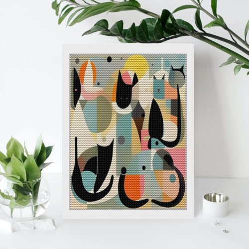 Pintura de diamante de gato para adultos, set de arte de puntos de diamante ideal para principiantes 4
