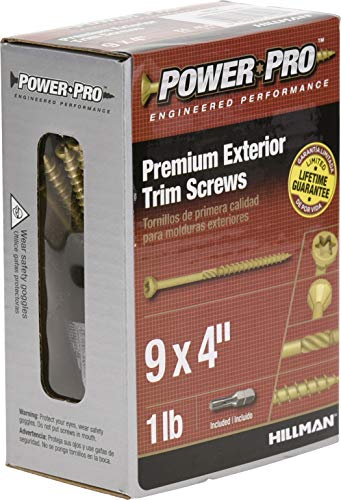 Power Pro 48634 Trim Screws, #9 X 4", All Purpose Wood, Deck, Composite, And Exterior Trim Screws, Rust Resistant, Bronze, 1 Lb Box, 64 Pcs #TOP7
