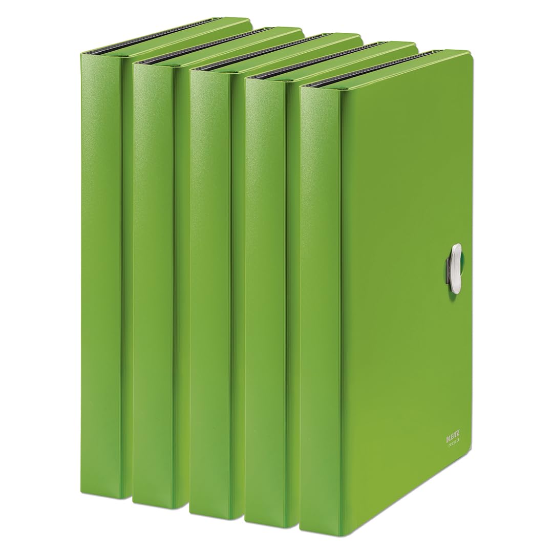 Leitz Recycle Projektmappe A4, 5er Pack, Für 250 Blatt, Hochwertige Dokumentenablage sortiert nach A-Z, Kunststoff, 100 % recyclebar, Umweltfreundlich, Recycle Serie, Grün, 46240055