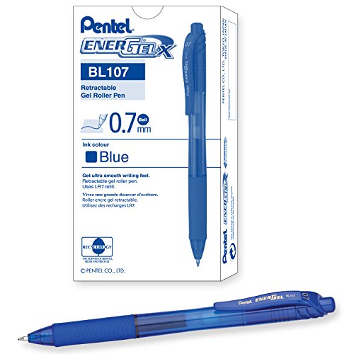 Bolígrafo retráctil Pentel Gel azul medio pack 36
