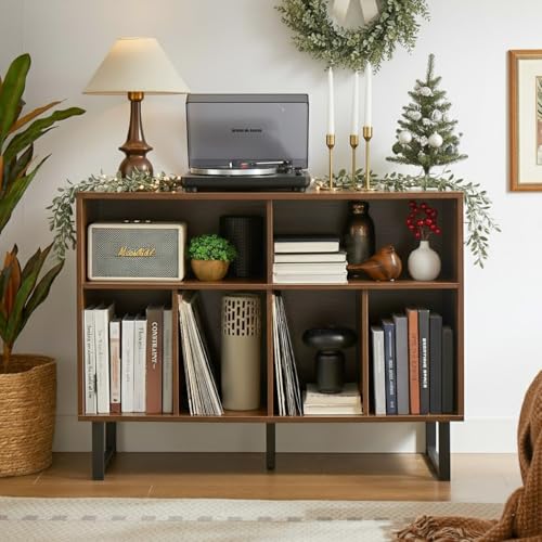 Large Record Player Stand with Storage, Record Player Cabinet with Vinyl Storage, Mid Century Modern...