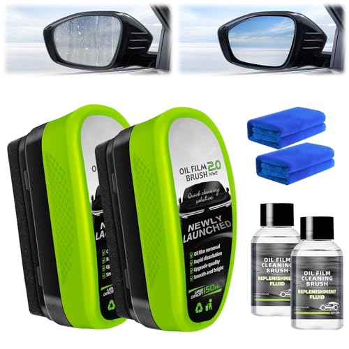 2 Set Oil-Free Car Glass Brushes Upgrade 2.0 Clear Vision Glass Cleaner Oil Film Cleaning Brush for Automotive Windows Clearvision Cars Windshield Cleaner Tool Universal Cleaning Wipe Board