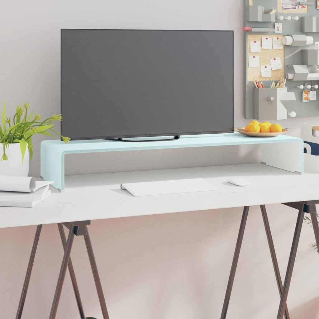 Supporto TV in Vetro Verde 90x30x13 cm Rialzo Monitor Desktop Supporto Schermo Soggiorno con Spazio Per Lettore DVD Console Videogiochi