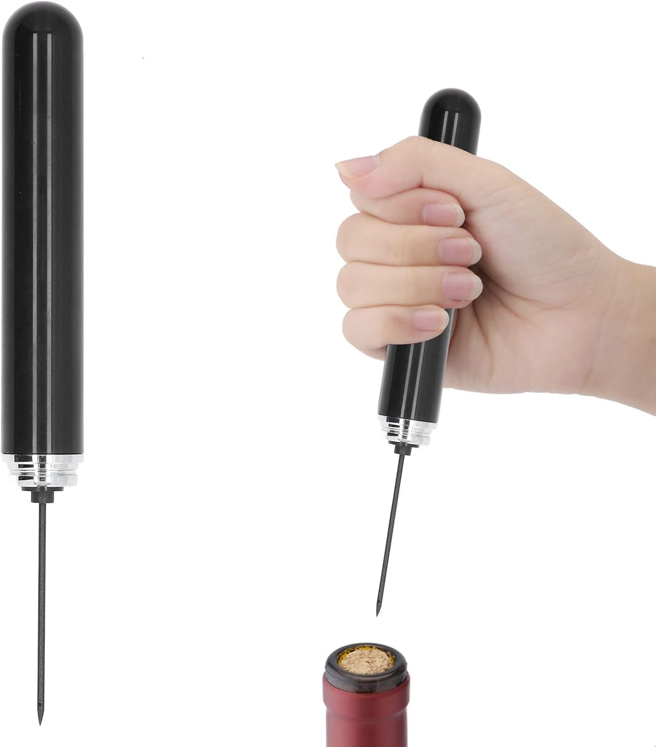 Pump Bottle Opener Portable Handheld Cork Remover with Ergonomic Grip Stainless Steel Needle Tube for Home Party or Travel Quick and Easy Opener Tool