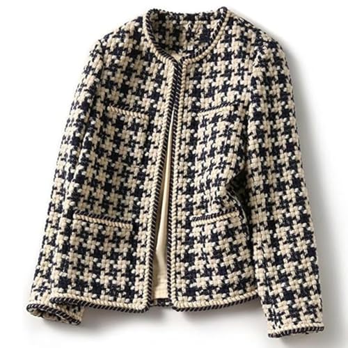 DAYISS Womens Tweed Blazer Long Sleeve Jacket Fully Lined Casual Business Elegant Work Office Coat Plaid Tweed Suit Jacket3